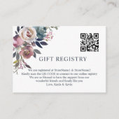 Dusty Roos Mauve Navy Blue QR code GIFT Registry Informatiekaartje (Voorkant)