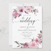Dusty Roos Mauve Pink Blush Floral Wedding Kaart (Voorkant)