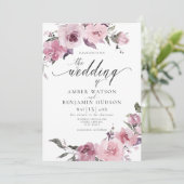 Dusty Roos Mauve Pink Blush Floral Wedding Kaart (Staand voorkant)