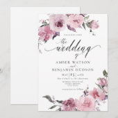 Dusty Roos Mauve Pink Blush Floral Wedding Kaart (Voorkant / Achterkant)