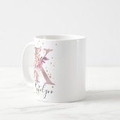 Dusty Roos Mauve Pink Floral Monogram Letter K Koffiemok (Voorkant links)