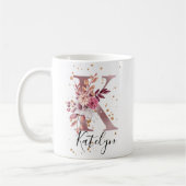 Dusty Roos Mauve Pink Floral Monogram Letter K Koffiemok (Links)