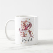 Dusty Roos Mauve Pink Floral Monogram letter R Koffiemok (Links)