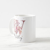Dusty Roos Mauve Pink Floral Monogram Letter W Koffiemok (Voorkant links)