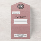 Dusty Roos Mexico Passport Wedding All In One Uitnodiging (Buitenkant)