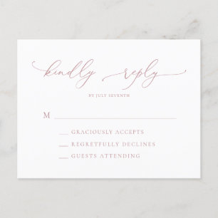 Dusty Roos minimalist bruiloft RSVP Briefkaart