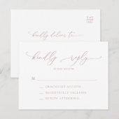 Dusty Roos minimalist bruiloft RSVP Briefkaart (Voorkant / Achterkant)