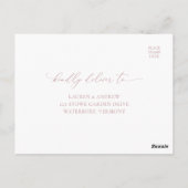 Dusty Roos minimalist bruiloft RSVP Briefkaart (Achterkant)
