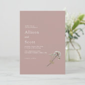 Dusty Roos Minimalist Hand Press Floral Wedding Kaart (Staand voorkant)