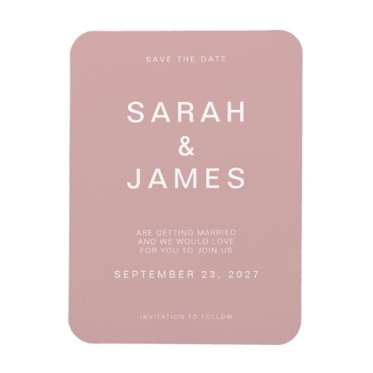 Dusty Roos Minimalist Modern Wedding Save the Date Magneet (Verticaal)
