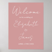 Dusty Roos Minimalist Script Wedding Welkomstbord Poster (Voorkant)