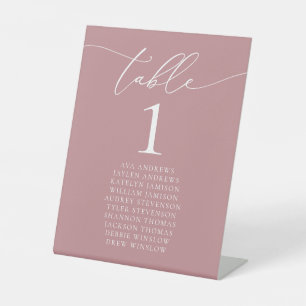 Dusty Roos Minimalist Weddengement Table Number Reclamebord Met Voetstuk