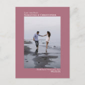 Dusty Roos Minimalist Weddenschap Foto slaat de da Aankondigingskaart (Voorkant)