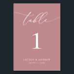 Dusty Roos Minimalist Wedding | Aangepast evenemen Kaart<br><div class="desc">(**VOEG NOTA: Om orde te maken,  pas eenvoudig uw lijstaantal (en naam/datum) aan en voeg elk aantal aan uw kar afzonderlijk toe. Controleer vervolgens wanneer u klaar bent.) Mooie,  elegante,  moderne en minimalistische,  tabelnummerkaart. Volledig aanpasbaar met uw namen (of de Naam van de Gebeurtenis) en Datum.</div>