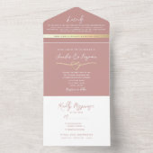 Dusty Roos Minimalist Wedding All In One Uitnodiging (Binnen)