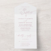 Dusty Roos Minimalist Wedding All In One Uitnodiging (Binnen)