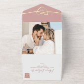 Dusty Roos Minimalist Wedding All In One Uitnodiging (Buitenkant)