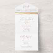 Dusty Roos Minimalist Wedding All In One Uitnodiging (Binnen)