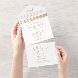 Dusty Roos Minimalist Wedding All In One Uitnodiging