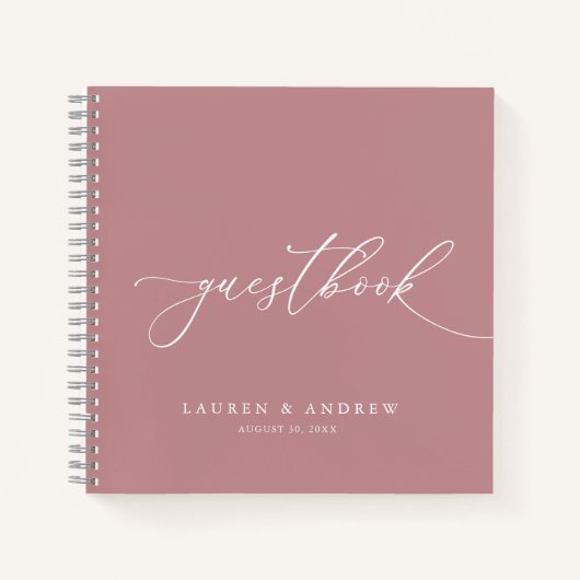 Dusty Roos Minimalist Wedding Guestbook Notitieboe Notitieboek (Voorkant)
