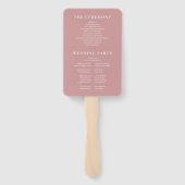 Dusty Roos minimalistisch monogram huwelijksprogra Handwaaier (Achterkant)