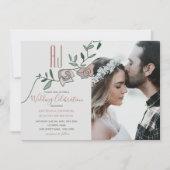 Dusty Roos minimalistische foto bruiloft Kaart (Voorkant)