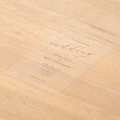 Dusty roos minimalistische kalligrafie bruiloft acryl uitnodigingen (Laagn)