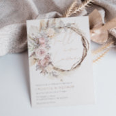 Dusty Roos Modern Boho krans Herfst in liefde brui Folie Uitnodiging