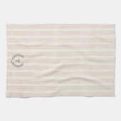 Dusty Roos Modern Boho Stripe Monogram Naam Theedoek (Horizontaal)