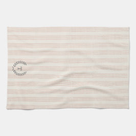 Dusty Roos Modern Boho Stripe Monogram Naam Theedoek