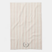 Dusty Roos Modern Boho Stripe Monogram Naam Theedoek (Verticaal)