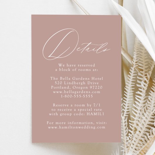 Dusty Roos Modern Elegance Wedding Details Informatiekaartje
