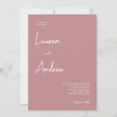 Dusty Roos Modern Elegant Script Wedding Kaart (Voorkant)