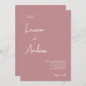 Dusty Roos Modern Elegant Script Wedding Kaart (Voorkant / Achterkant)