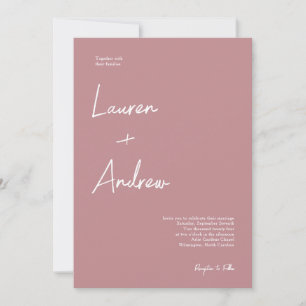 Dusty Roos Modern Elegant Script Wedding Kaart