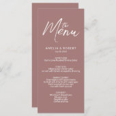 Dusty Roos Modern Elegant Simple Wedding Menu (Voorkant / Achterkant)