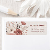 Dusty Roos Modern Floral Wedding Address Etiket (Insitu)
