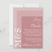 Dusty Roos Modern Initialen Bruiloft Bedankkaart (Voorkant)