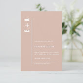Dusty Roos Modern Minimal Bold Initialen Wedding Kaart (Staand voorkant)