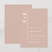 Dusty Roos Modern Minimal Bold Initialen Wedding Kaart (Voorkant / Achterkant)