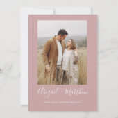 Dusty Roos Modern minimalist Photo Wedding Kaart (Achterkant)