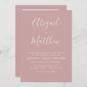 Dusty Roos Modern minimalist Photo Wedding Kaart (Voorkant / Achterkant)