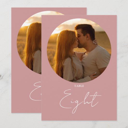 Dusty Roos Modern Minimalist Script Tafelnummer (Voorkant / Achterkant)