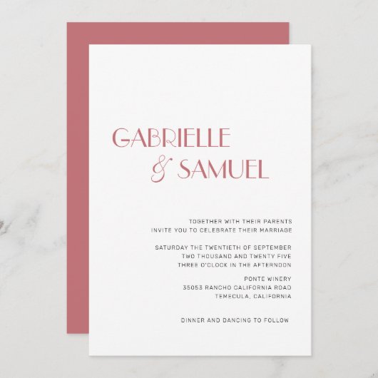 Dusty Roos Modern minimalist Weddenschap (Voorkant / Achterkant)