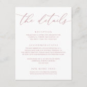 Dusty Roos Modern Minimalist Wedding Informatiekaartje (Voorkant)