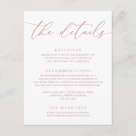 Dusty Roos Modern Minimalist Wedding Informatiekaartje