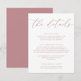 Dusty Roos Modern Minimalist Wedding Informatiekaartje
