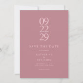 Dusty Roos Modern Minimalist Wedding Save The Date (Voorkant)
