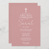 Dusty Roos Modern Minimalistisch Eerste Heilige Co Kaart (Voorkant / Achterkant)
