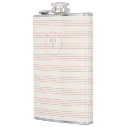 Dusty Roos Modern Monogram Naam Boho Strip Heupfles (Links)